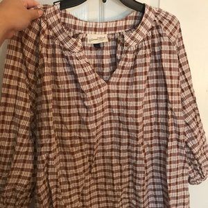 Universal Thread Brown Plaid Blouse